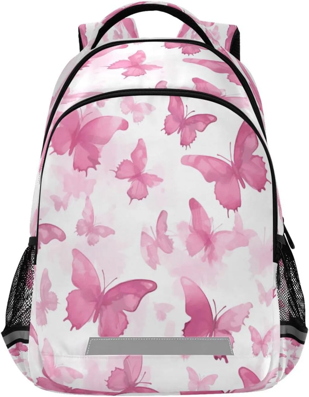 Pink Watercolor Butterflies Design Waterproof Backpack - Casual Outdoor Sports Daypack with Ergonomic Shoulder Straps#114