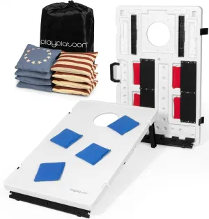 Play Platoon Set of 8 Betsy Ross 13 Star All Weather Cornhole Bags & All Weather Cornhole Boards