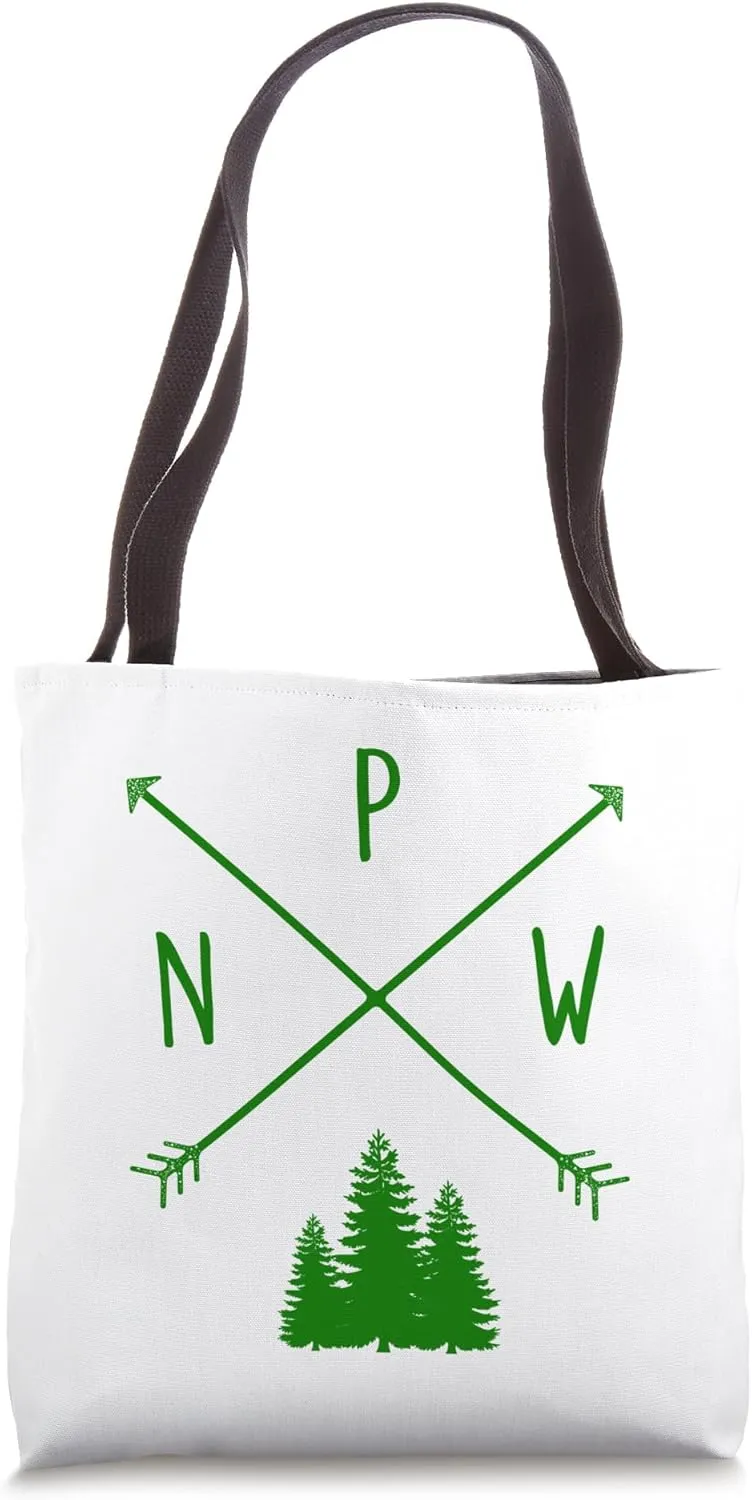 PNW Pine Trees & Arrows in Green Pacific Northwest Fun Gift Tote Bag