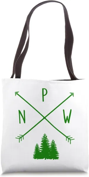 PNW Pine Trees & Arrows in Green Pacific Northwest Fun Gift Tote Bag