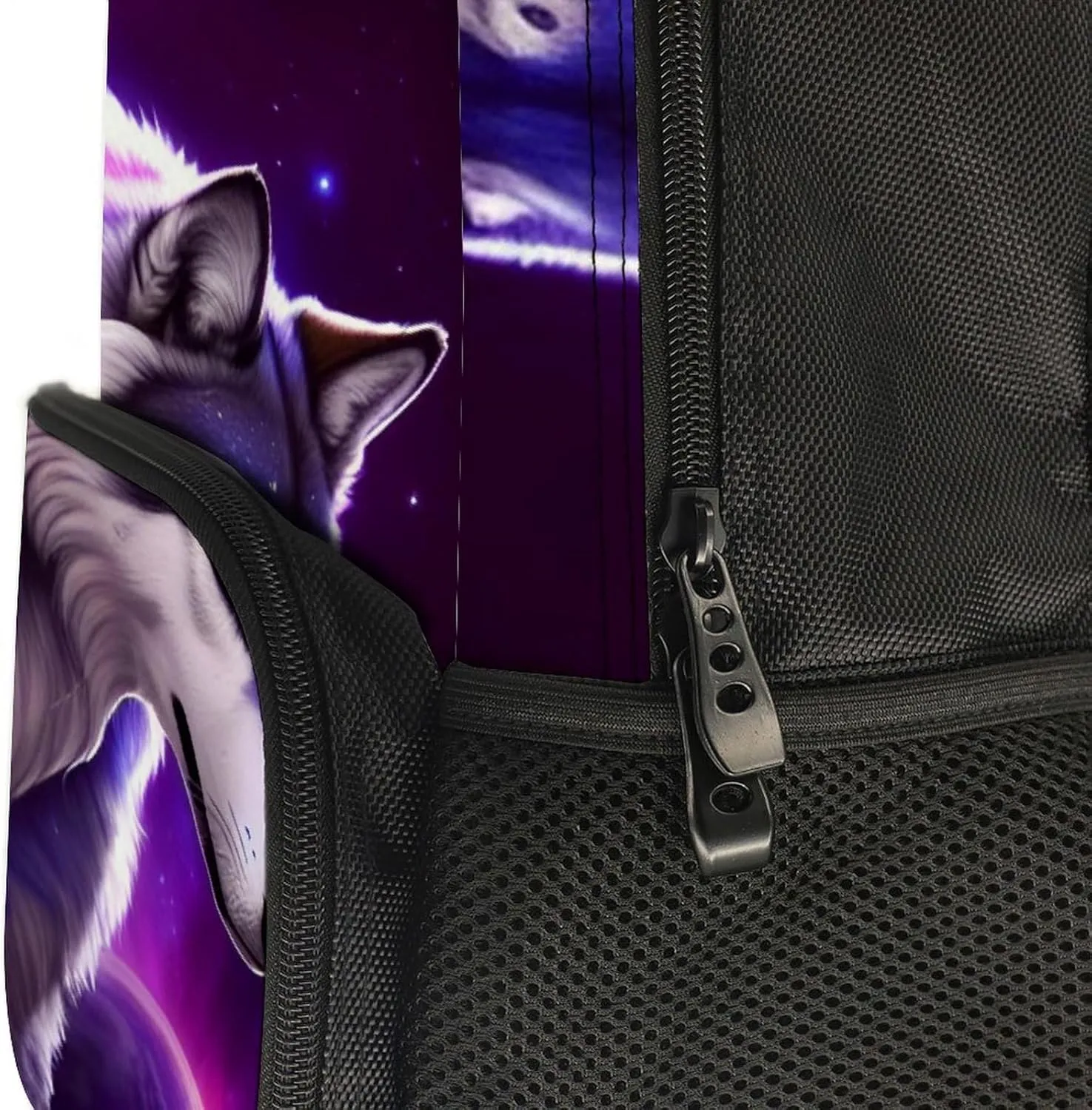 Polyester Daypack for Hiking Work Running - Big Capacity Anti-Theft Multipurpose Shoulder Bag, Blue Universe Galaxy Magic Wolf In The Space Art Travel and Sport Backpack Rucksack
