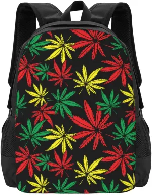 Polyester Daypack for Rasta Weedleaf Leaves Traveling & Camping Backpack - Large Capacity Multipurpose Anti-Theft Carry On Bag for Men Women