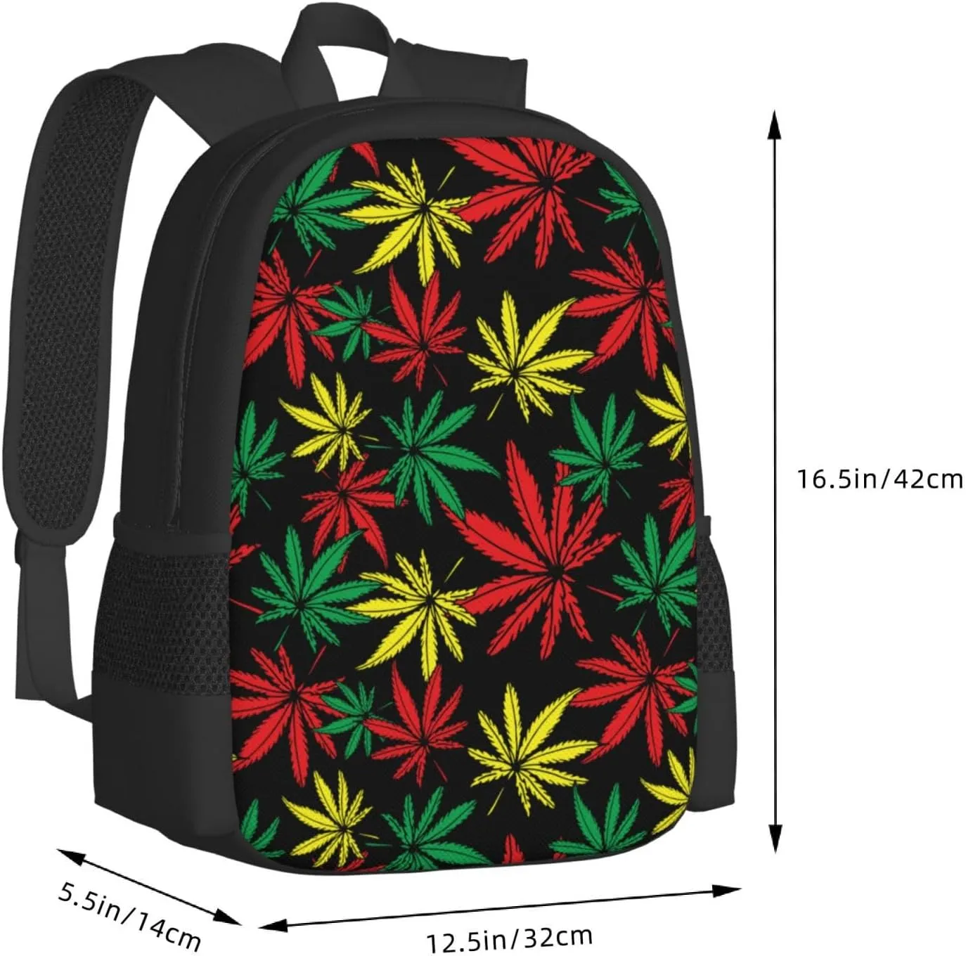 Polyester Daypack for Rasta Weedleaf Leaves Traveling & Camping Backpack - Large Capacity Multipurpose Anti-Theft Carry On Bag for Men Women