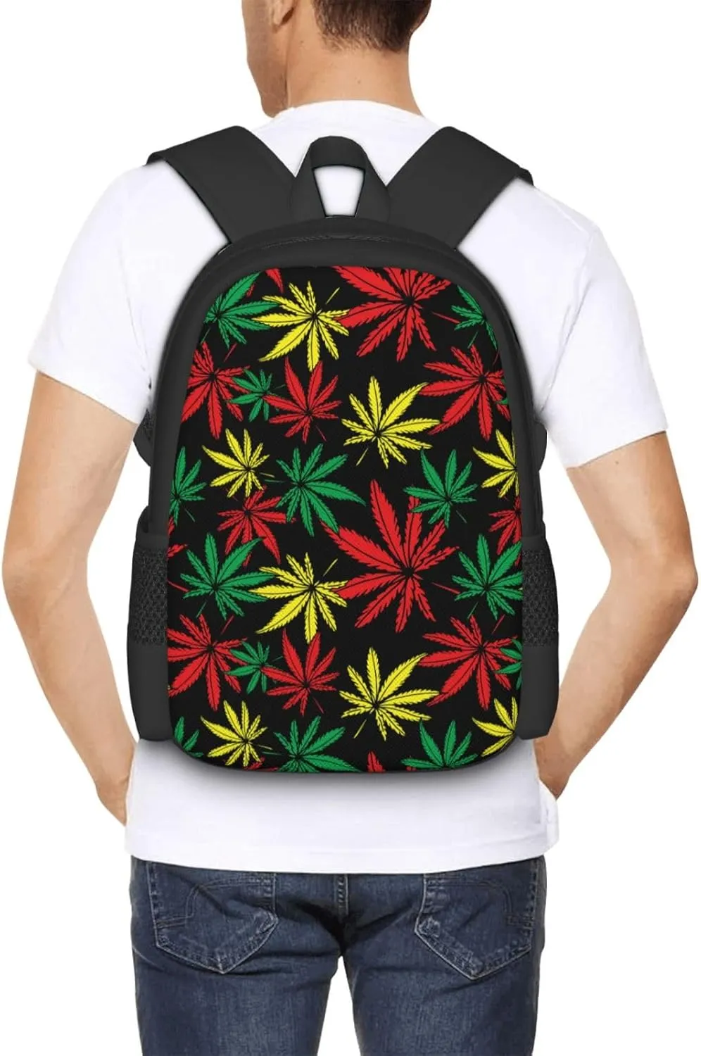 Polyester Daypack for Rasta Weedleaf Leaves Traveling & Camping Backpack - Large Capacity Multipurpose Anti-Theft Carry On Bag for Men Women