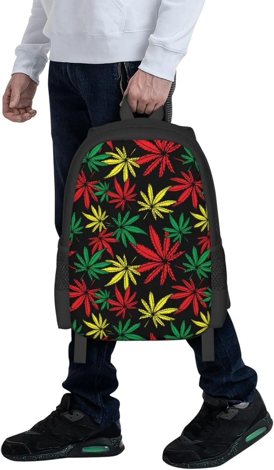 Polyester Daypack for Rasta Weedleaf Leaves Traveling & Camping Backpack - Large Capacity Multipurpose Anti-Theft Carry On Bag for Men Women