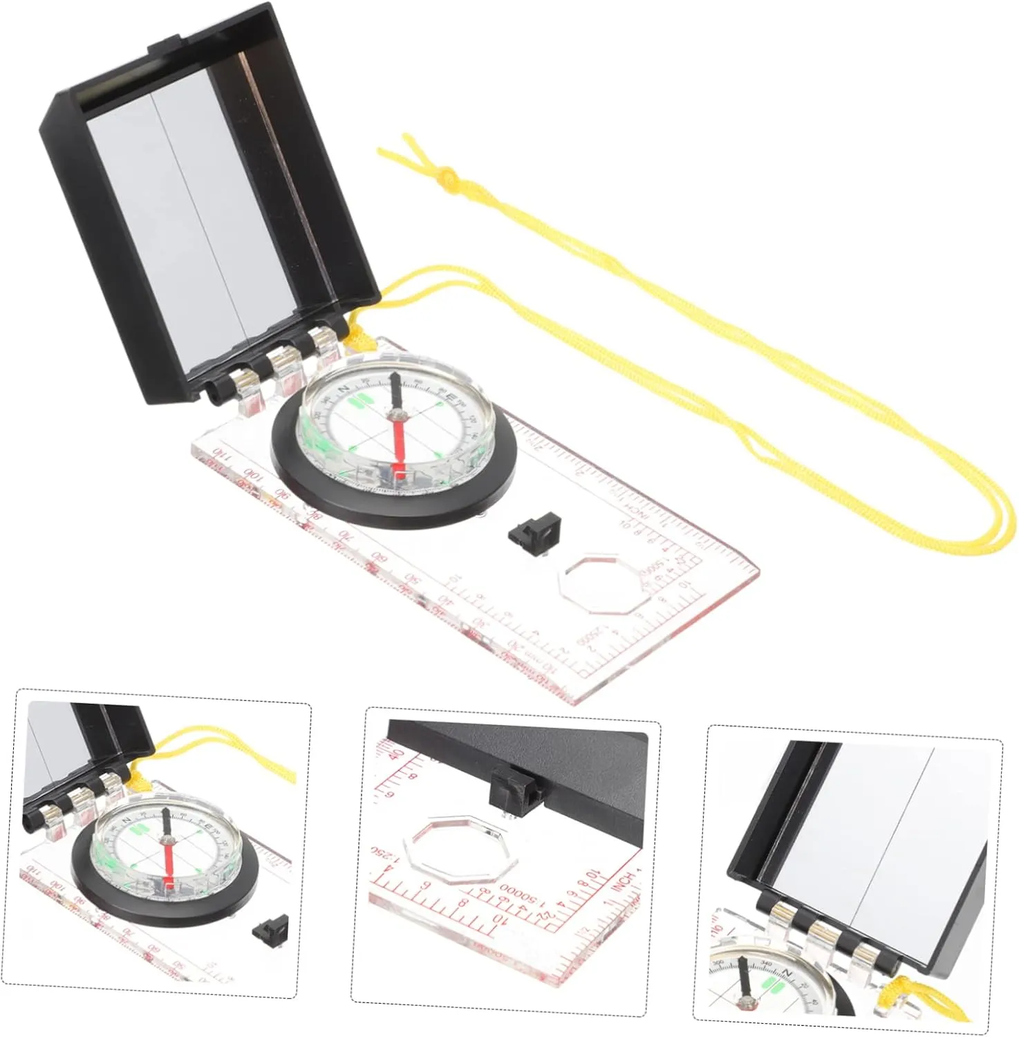 POPETPOP Measuring Compass Mapping Tool Hiking Function Directional Compass Multi Camp Outdoors Gear Compass