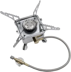 POPETPOP Portable Camping Gas Stove Lightweight Outdoor Burner for Camping Use Compact Design with Flexible Hose for Backpacking and Outdoor Cooking