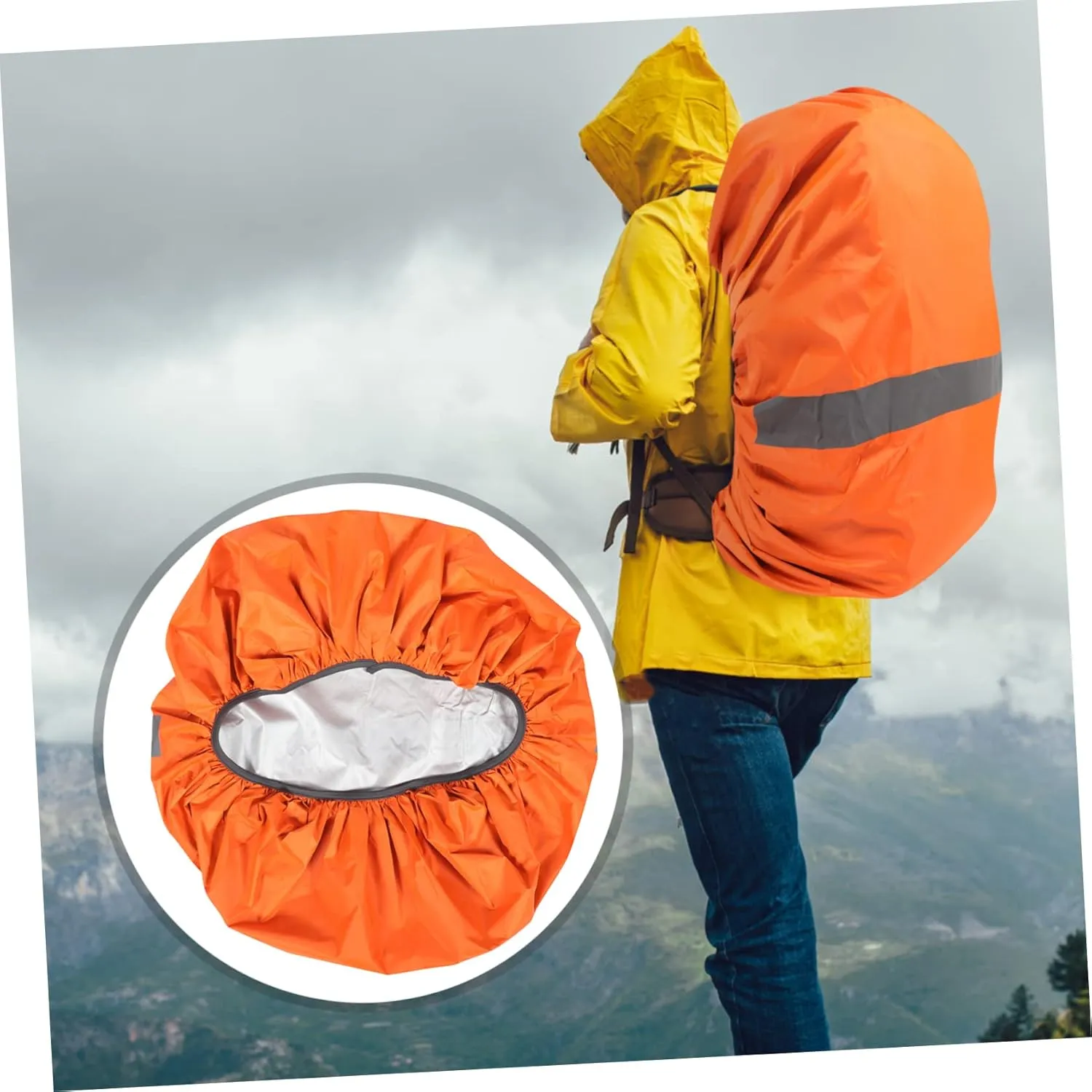 POPETPOP Rain Cover Rain Back Cover Rainproof Back Waterproof Cover Reflective Tape Bag Hiking Back Travel Back