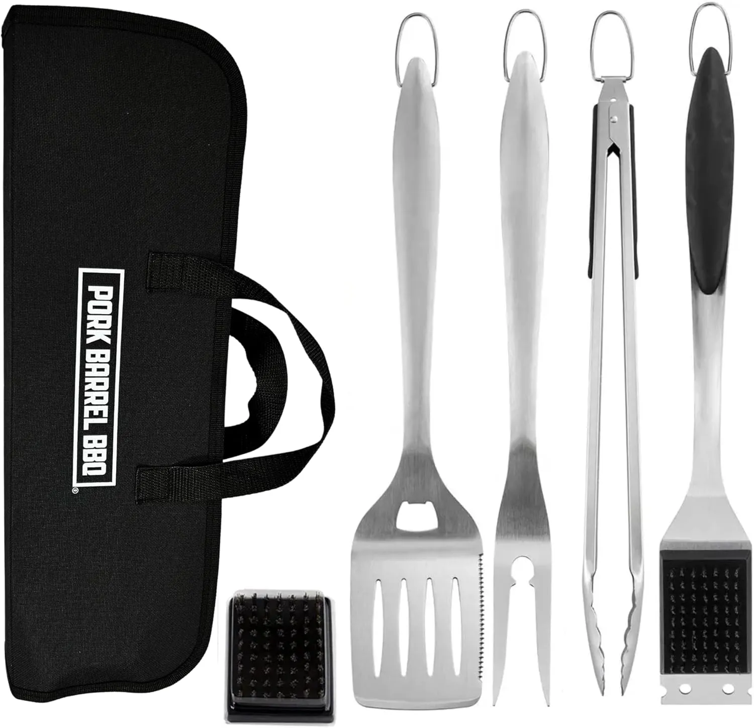 Pork Barrel BBQ Tool Set Grill Kit - Premium Stainless Steel BBQ Grill Accessories, Grilling Tools & BBQ Accessories for Outdoor Grill - Perfect BBQ Tools and Grilling Gifts for Men
