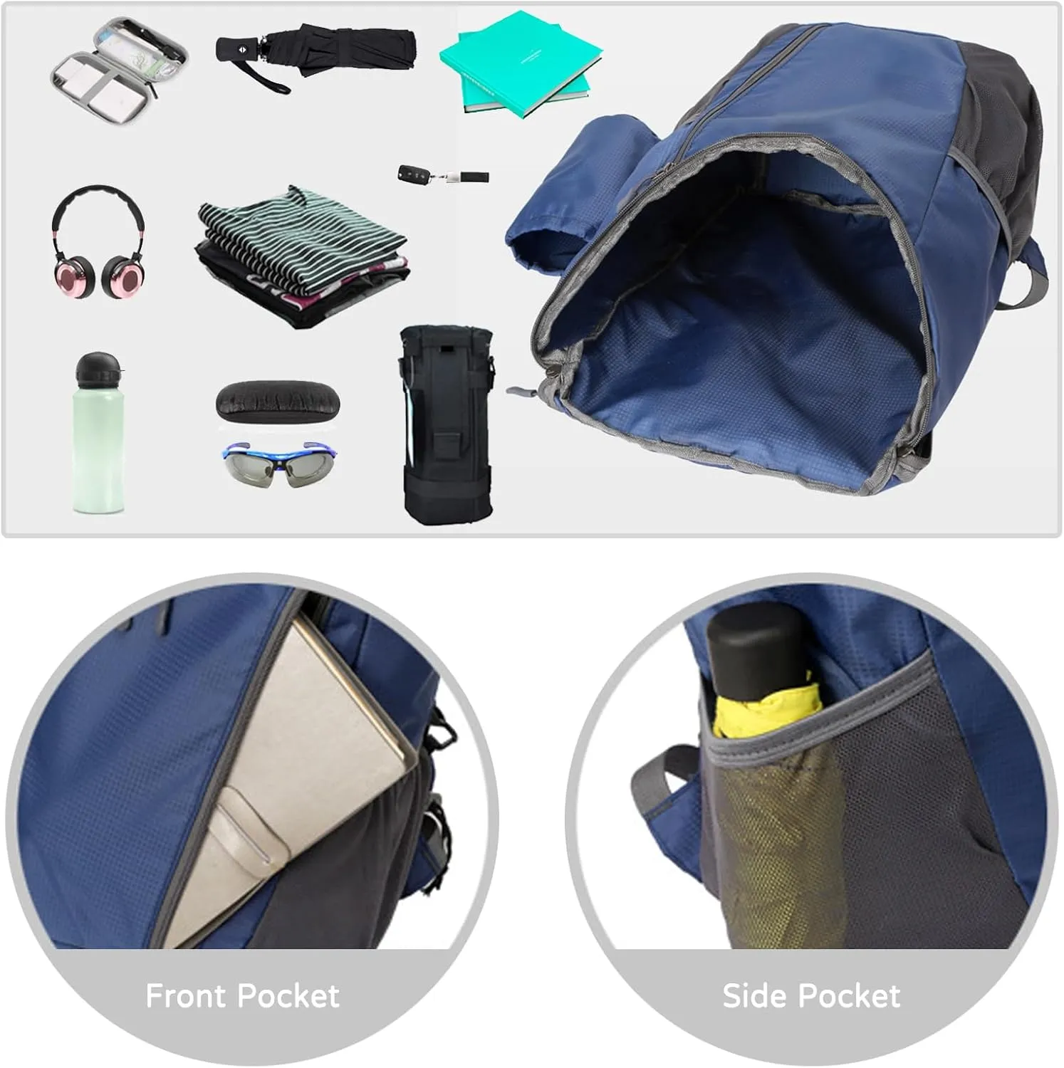 PORRASSO Hiking Backpack Foldable Waterproof Daypack Lightweight Rucksack Backpack for Women Men Camping Trekking Cycling Climbing Outdoor Sports Green