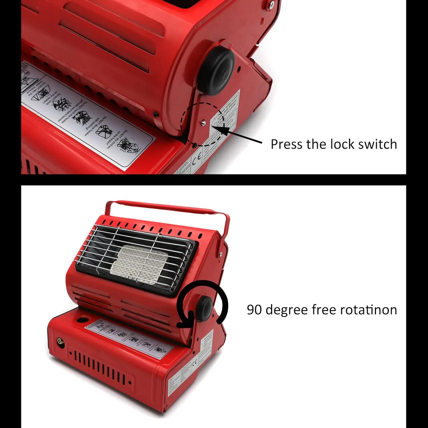 Portable 2 in 1 Red Butane LP Gas Ceramic Heater Burner Warmer For Camping Emergency Heating Cooking Stove