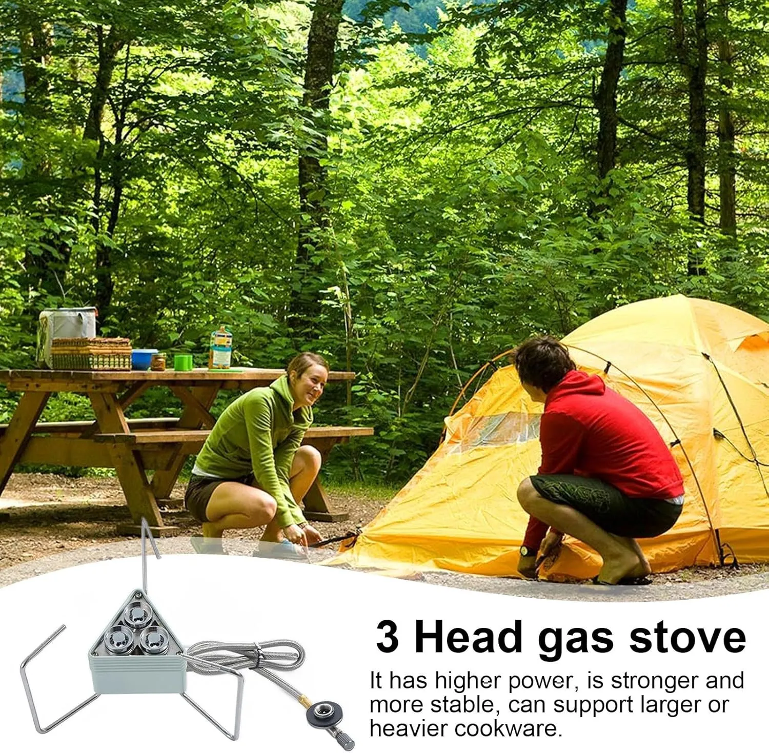 Portable Backpacking Stove - Lightweight Folding 3-Burner Stove | 8000w Fishing Hiking Stove, Small Outdoor Stove, Windproof Camping Stove for Hiking