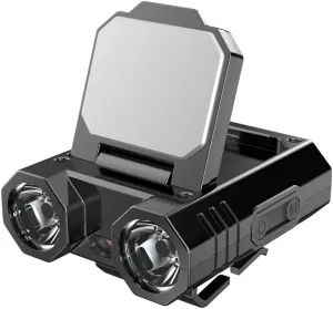 Portable Battery Display Headlamp Outdoor Camping Fishing LED Headlight Waterproof Hat Clamp Light USB aable d-and-Blue Warning Light HeadLantern