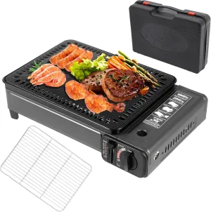 Portable Butane Grill Stove, Portable Camping BBQ Grill Gas Stove Butane Gas Stove Korean BBQ Grill for Outdoor Camping Traveling, w/Grilling Net & Baking Sheet