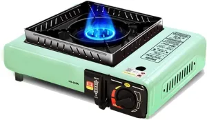 Portable Butane Stove Camping Gas Single Stoves Piezo Electric Ignition 2.9KW Outdoor Field Stove Cassette Stove Gas Portable Butane Stove,with Draft Shield