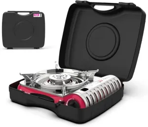 Portable Butane Stove With Carrying Case, 3.5KW Single Burner Butane Camping Stove 8575 BTU Windproof Gas Stove For Outdoor Hiking Picnic Kitchen Emergency Stove