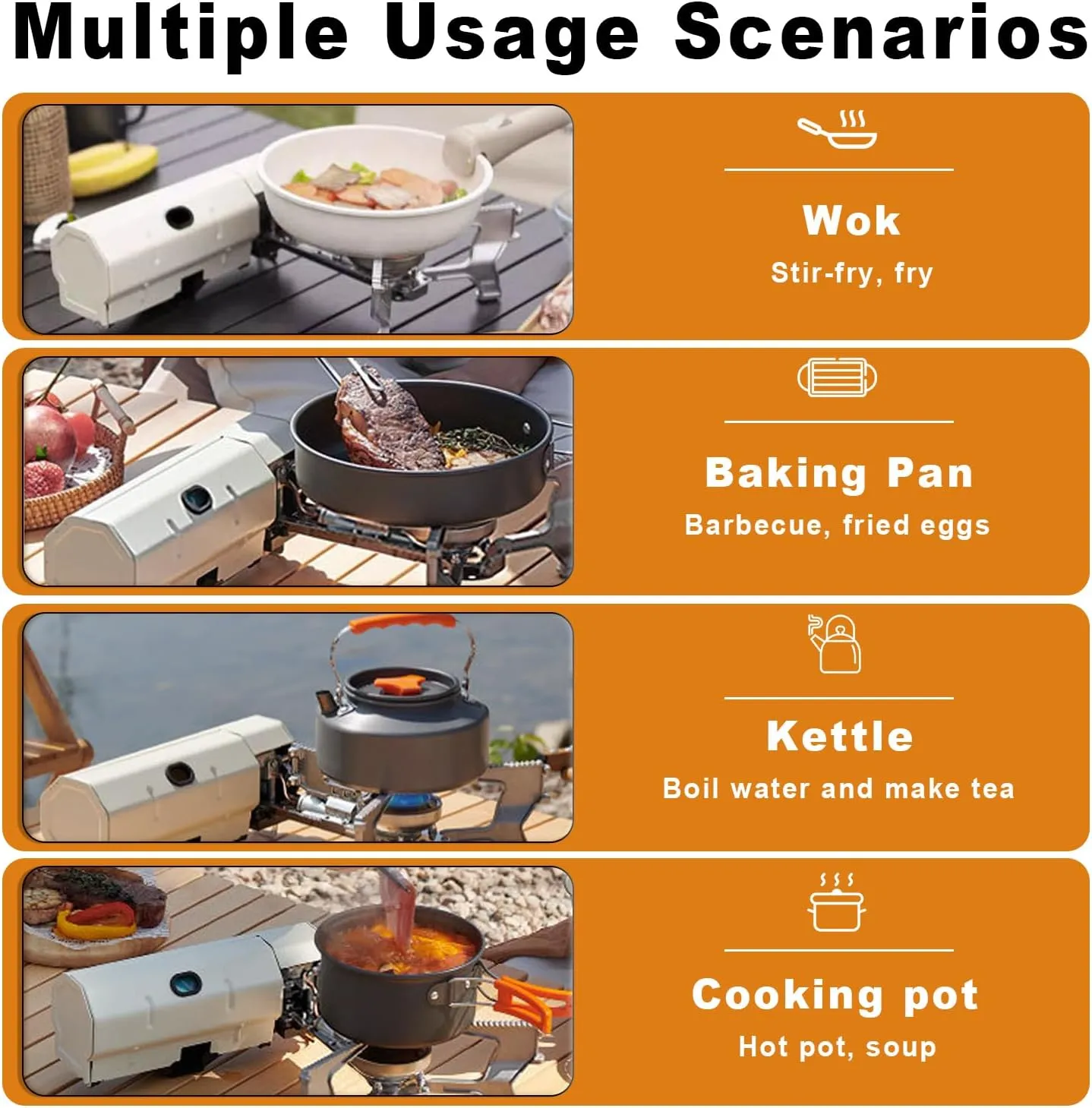 Portable Camping Burner Gas Stove 2600W Foldable backpacking and Camping mini Stove with Storage Bag Outdoor & Indoor for 3-5 Peoples with Hiking Cooking (White)