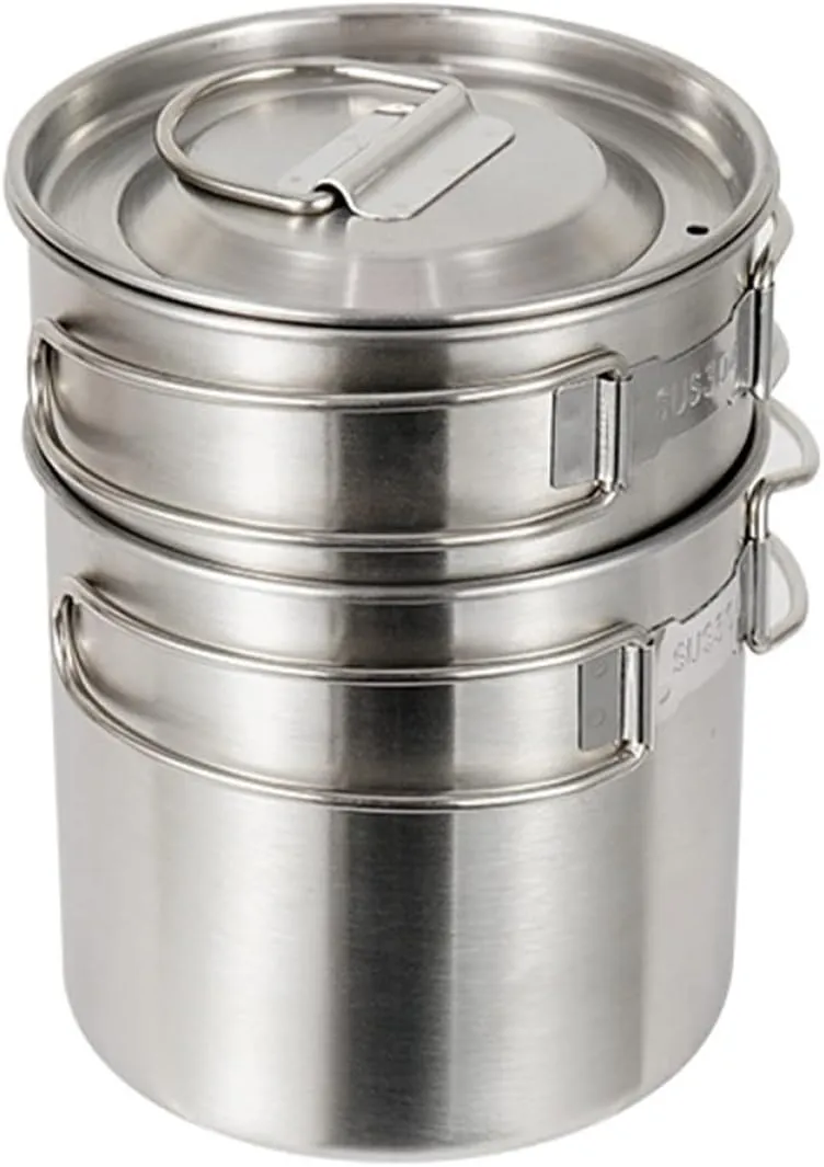 Portable Camping Cup Set 2 Large Capacity Stainless Steel Folding Cups Handle for Hiking Outdoor and Travel