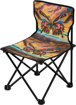 Portable Camping Folding Chairs Foldable Chair Small Butterfly Painting Lightweight Backpacking Outdoor Outside Fishing