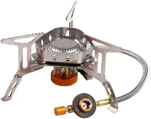 Portable Camping Gas Stove Mini, 3500W Windproof Backpacking Stove with Piezo Ignition Outdoor Cooker Burner Camping Stove for Fishing Picnic