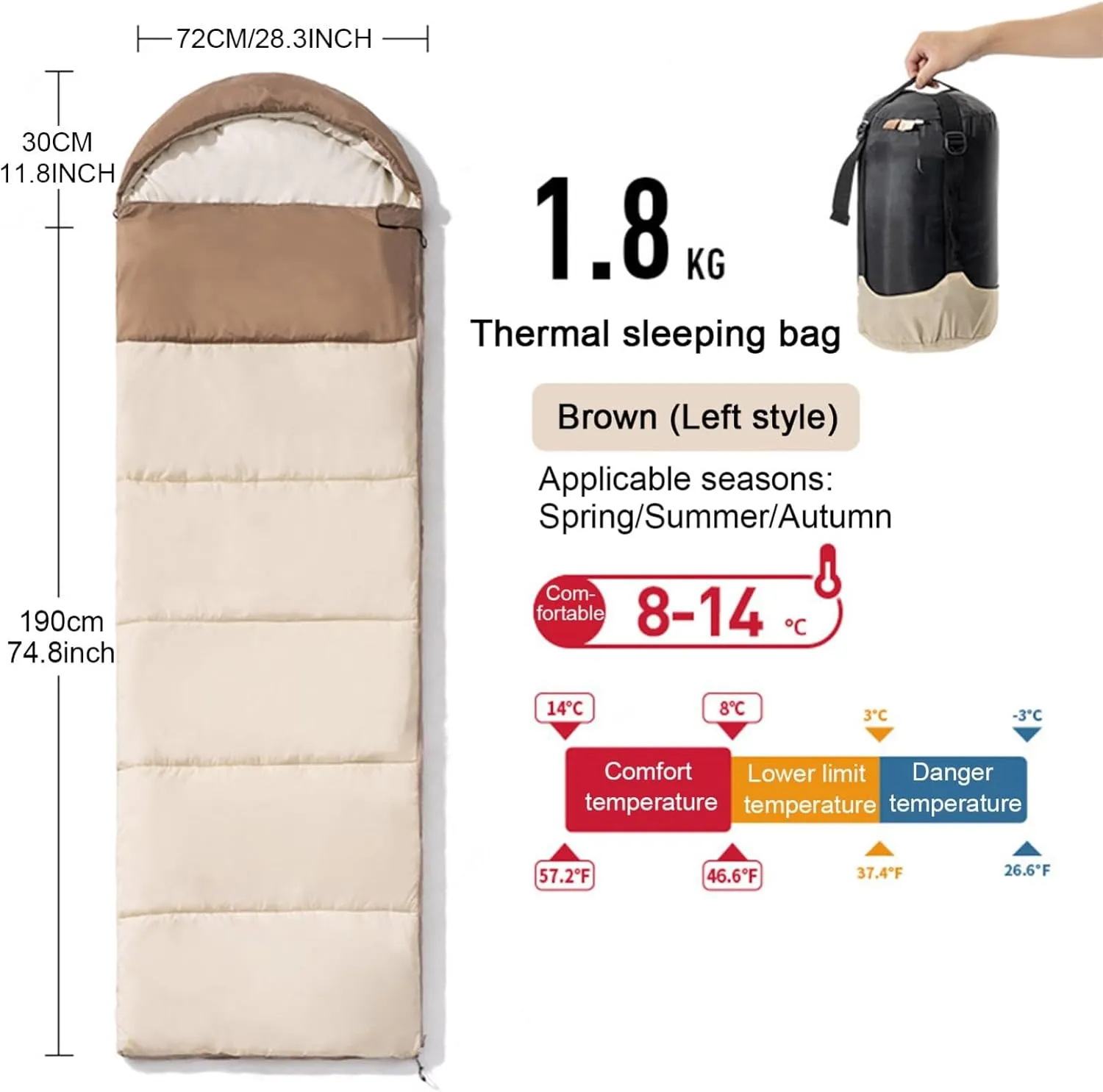 Portable Camping Sleeping Bag, 30°F -57°F Outdoor Indoor Waterproof Ultralight Warm Adult Windproof for Camping Backpacking Hiking