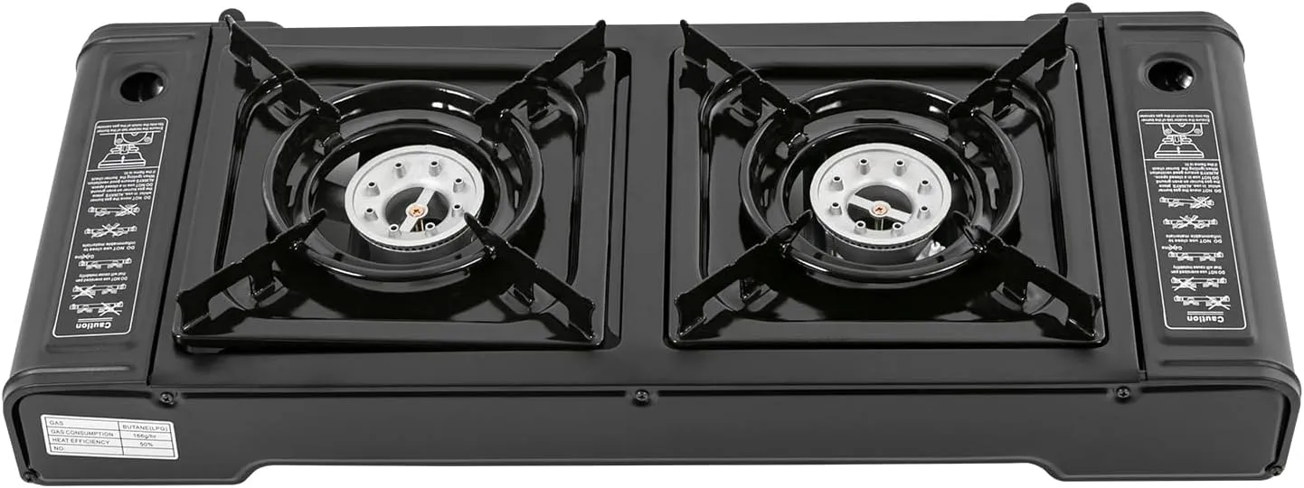 Portable Camping Stove, 2 Burners Camping Stove, Camping Stove, Tragbarer Campingkocher, 2 Brenner Campingkocher, Campingkocher, Portable Field Grill Gas Stove