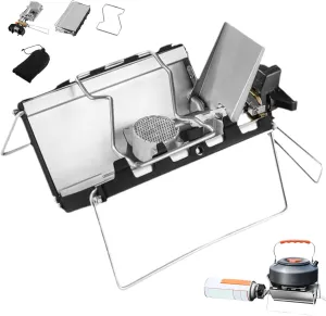 Portable Camping Stove, Portable Camping Stove with Ignition, 3500W Folding Cassette, Windproof Gas, Heat-Resistant Backpacking for Picnic Hiking