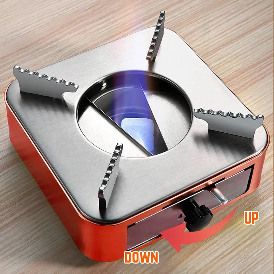 Portable Camping StoveAdjustable Firepower Drawer Alcohol Stove For Outdoor Barbecue Camping Equipment