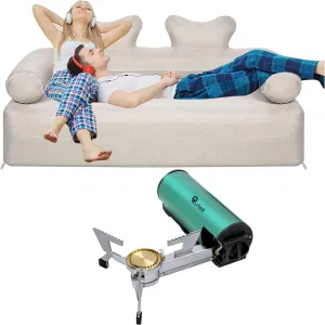 Portable Double Air Couch and Foldable Camping Butane Stove
