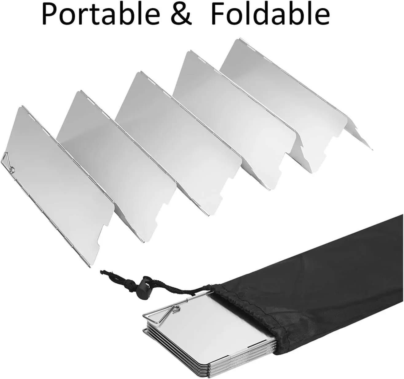 Portable Folding Camping Stove Windscreen 12 Plates Aluminum Windshield with Carrying Bag - Outdoor Cooker Butane Burner Wind Shield(10 Plates Windscreen)
