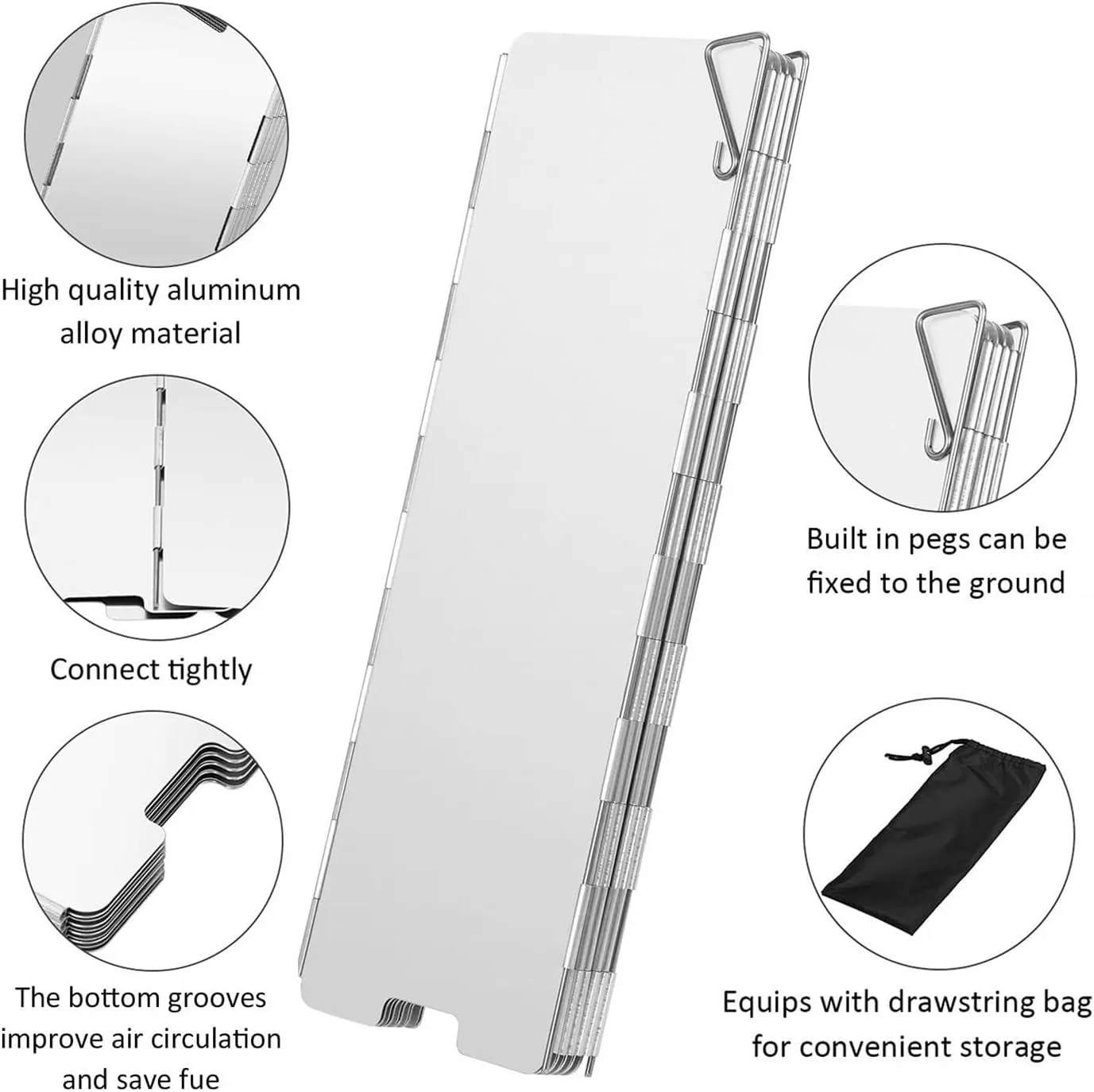 Portable Folding Camping Stove Windscreen 12 Plates Aluminum Windshield with Carrying Bag - Outdoor Cooker Butane Burner Wind Shield(10 Plates Windscreen)