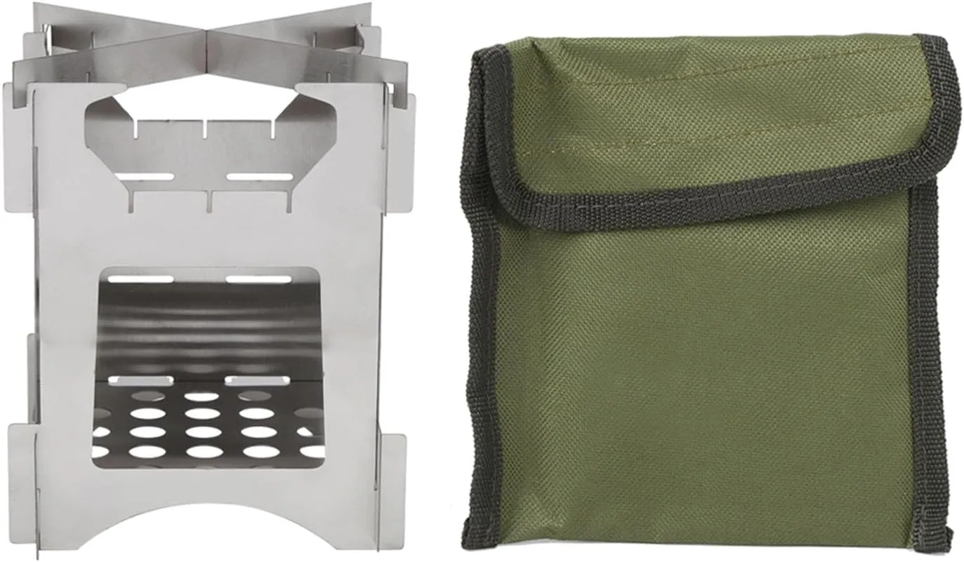 Portable Folding Stove Stainless Steel Camping Stove Wood Burning Stove Titanium Stove 178g