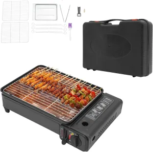 Portable Gas Grill Butane Stove, Camping Stoves with Grilling Net & Carry Case, Tabletop BBQ Grill Butane Camping Stove, Outdoor Gas Stove for Camping, Travel, Trekking