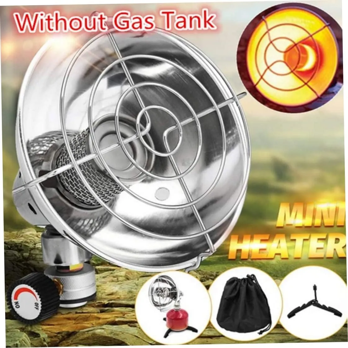 Portable Gas Heater Mini Camping Tent Warmer Propane Butane Heating Stove with Stand Storage Bag