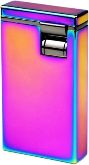 Portable Gas Lighter, Refillable Butane, Windproof, Adjustable Flame, Made Metal, with Visible Butane Window, Suitable for Camping and Hiking,(Purple)