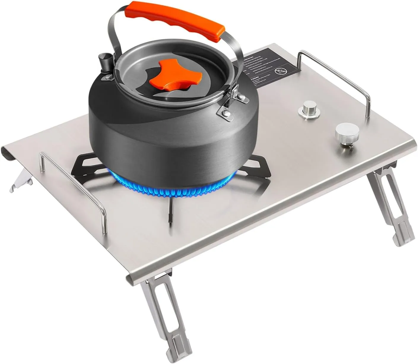 Portable Gas Stove, 2.7KW Electronic Ignition Camping Cooking Stove with Adjustable Burners & Handle, Folding Design, for Outdoor Hiking Picnic Kitchen Emergency Stove (Silver)