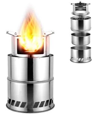 Portable Outdoor Camping Stove, Stainless Steel Wood Stove, Camping Equipment, Windproof Compact Outdoor Camping Kitchen, 202030.5CM