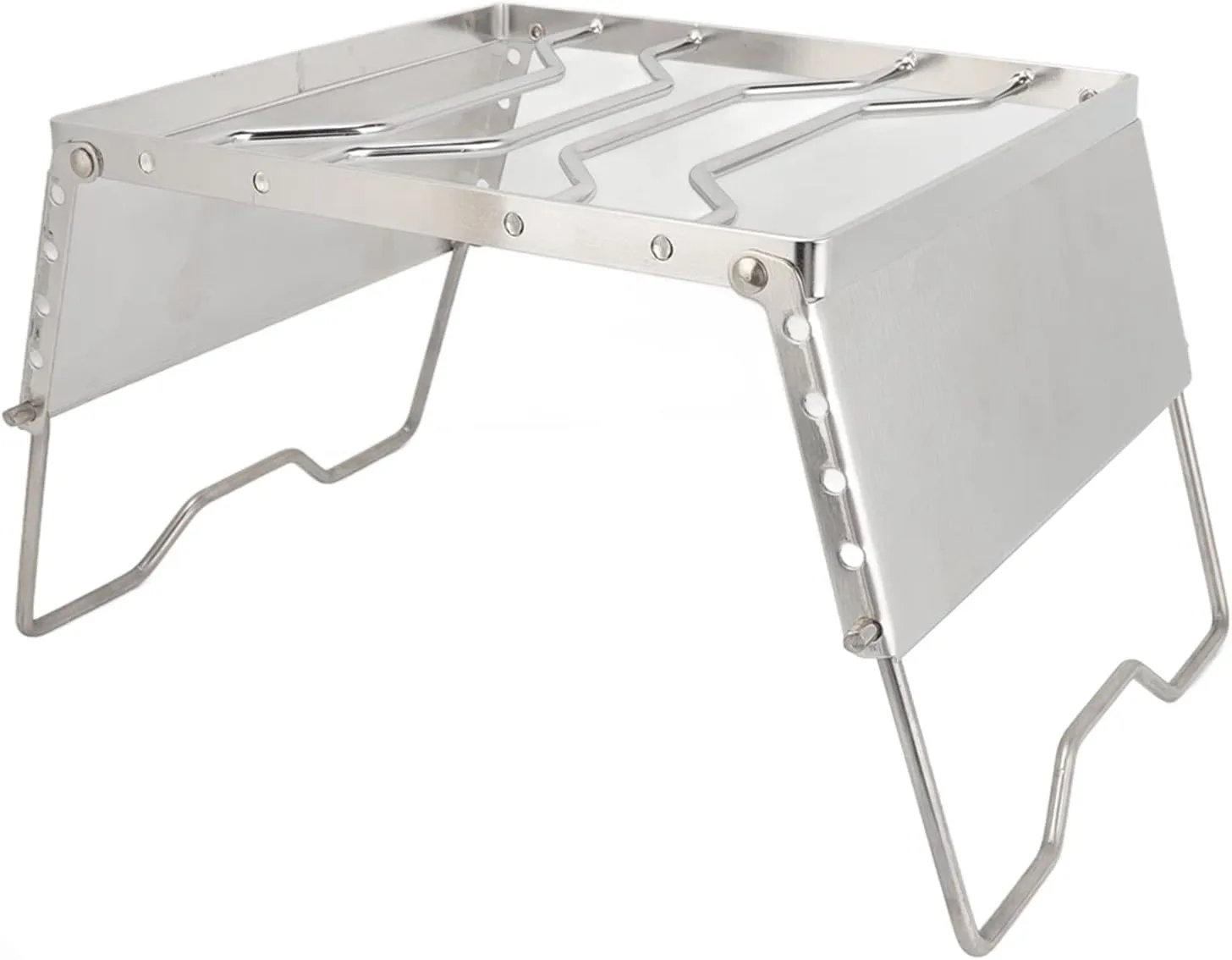 Portable Picnic Pot Bracket for Camping, Stainless Steel Stove Stand Rack Grill Grate for Gas Stove Foldable Camp Grill Barbeque Grill for Picnics Burner Stand Foldable Silver
