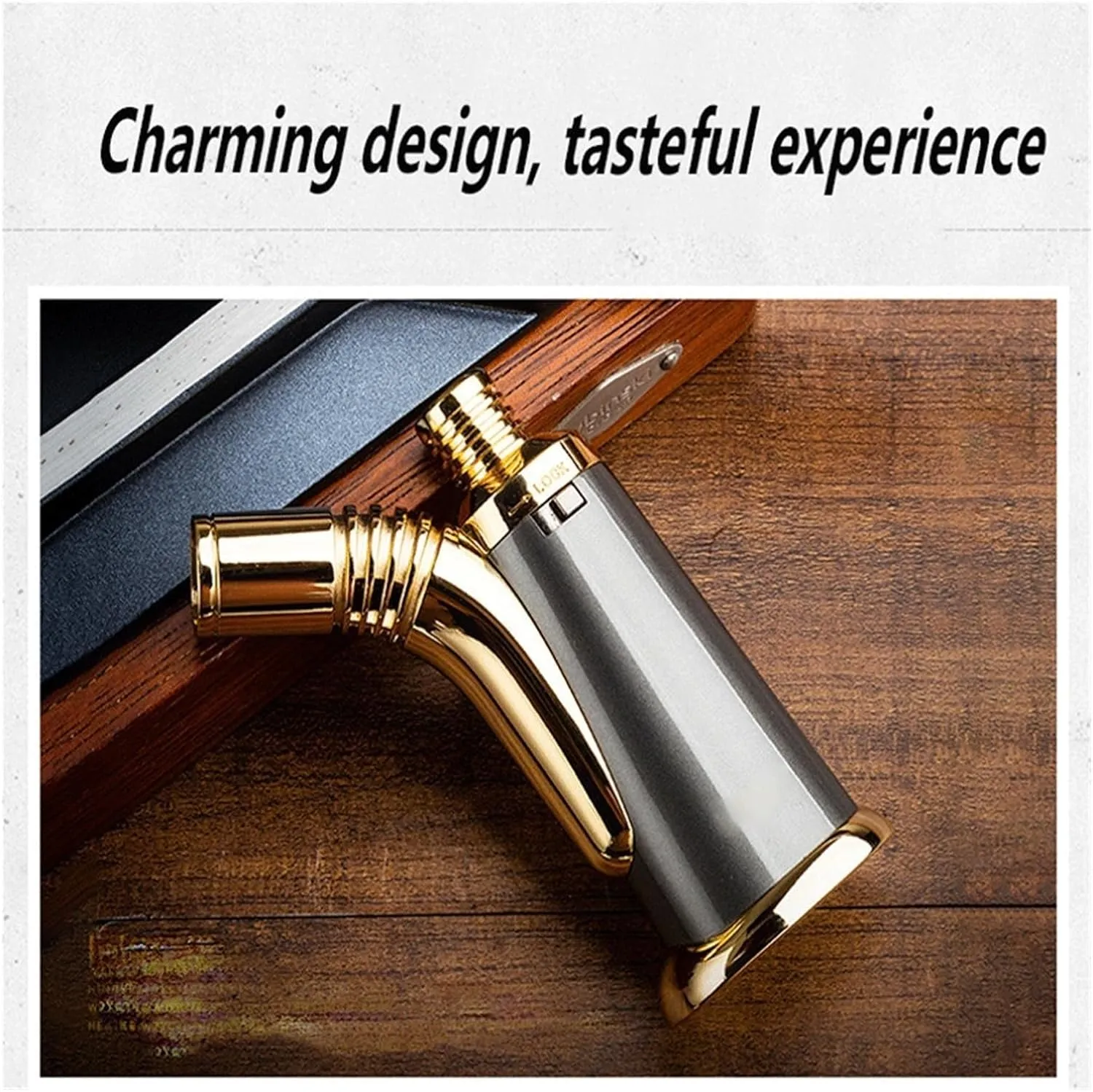 Portable Retro Metal Windproof Lighters, 1300 Degree High Temperature Jet Flame, Adjustable Flame with Safety Lock, Refillable Gas Portable Lighter (No Fuel)(Yellow)