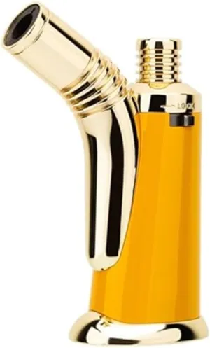 Portable Retro Metal Windproof Lighters, 1300 Degree High Temperature Jet Flame, Adjustable Flame with Safety Lock, Refillable Gas Portable Lighter (No Fuel)(Yellow)
