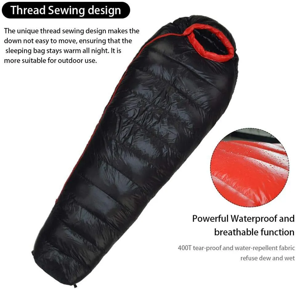 Portable Sleeping Bag Ultra-light Backpack Mummy Down Equipment - Waterproof Keep Warming Bag for Hiking and Camping, 210CM