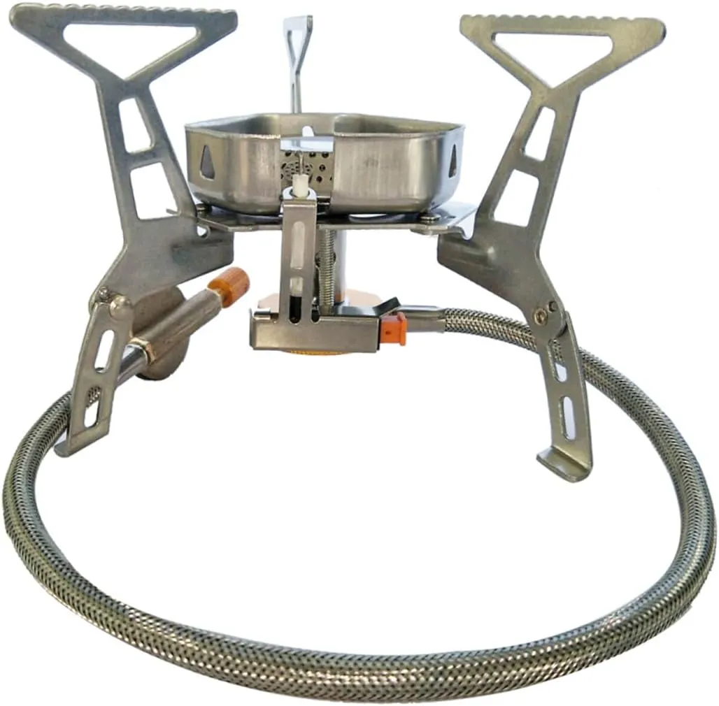 Portable Split Camping Gas Stove with Windshield Stainless Steel Outdoor Stove for Barbecue and Picnic Lightweight Design for Backpacking