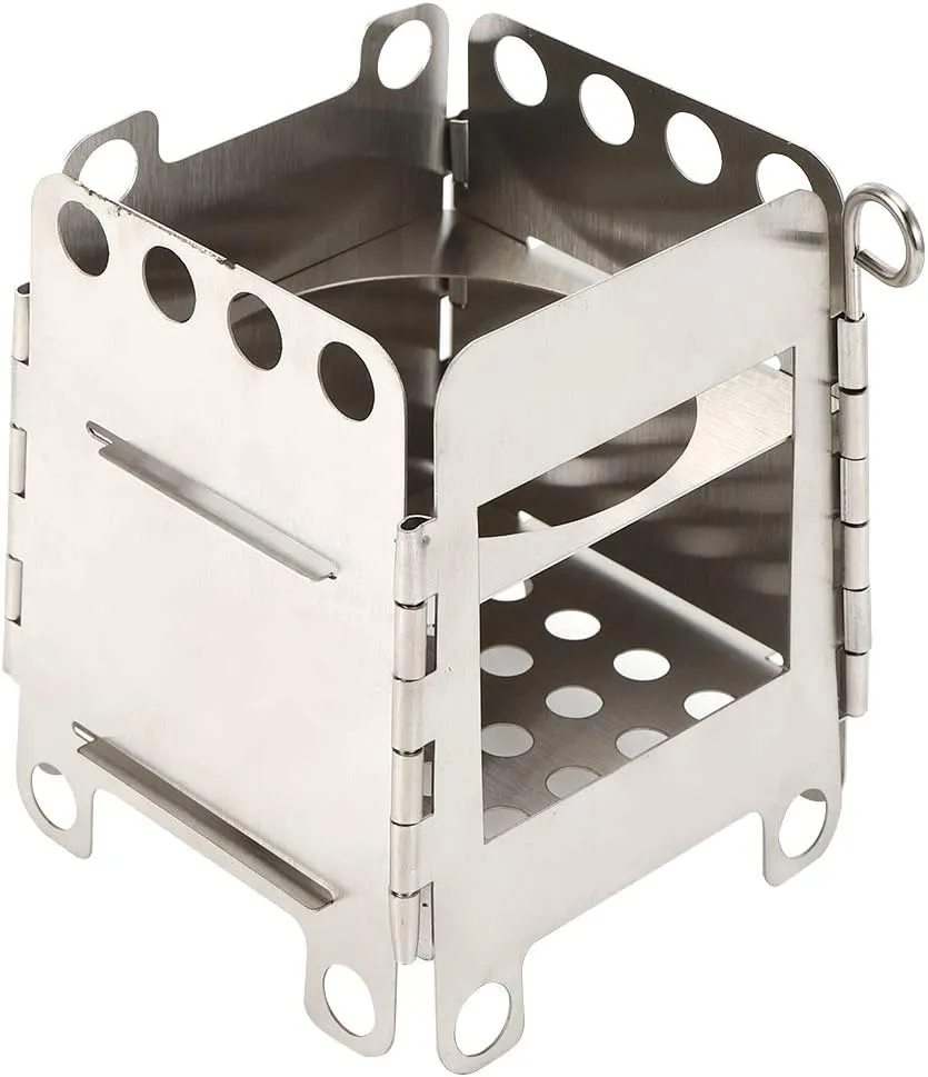 Portable Stainless Steel Folding Stove Wood Burning Stove for Outdoor Picnic Camping Hiking BBQ