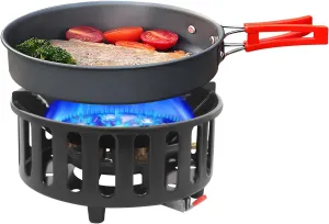 Portable Windproof Camping Stove Gas Cooking Burner, 21000W Propane Burners with 3Adapters and Carrying Bag for Outdoor Backpacking Picnic Hiking