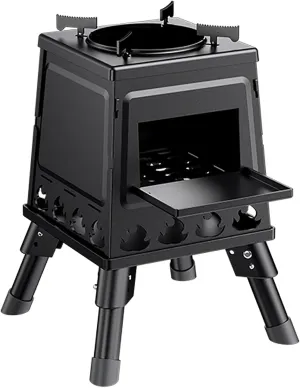 Portable Wood Burning Stove,Camping Stove, Folding Mini BBQ Grill Stove Carbon Steel,for Outdoor Backpacking Hiking Traveling Picnic BBQ (Size : Large)