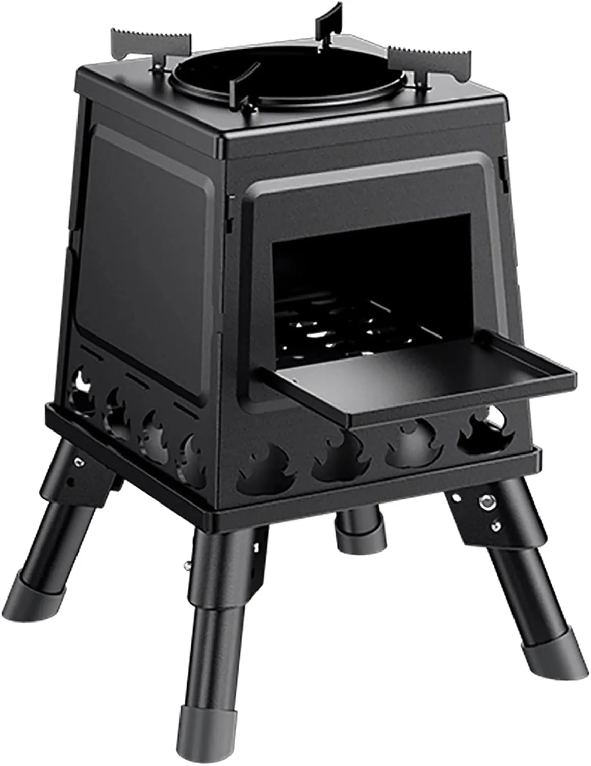 Portable Wood Burning Stove,Camping Stove, Folding Mini BBQ Grill Stove Carbon Steel,for Outdoor Backpacking Hiking Traveling Picnic BBQ (Size : Large)