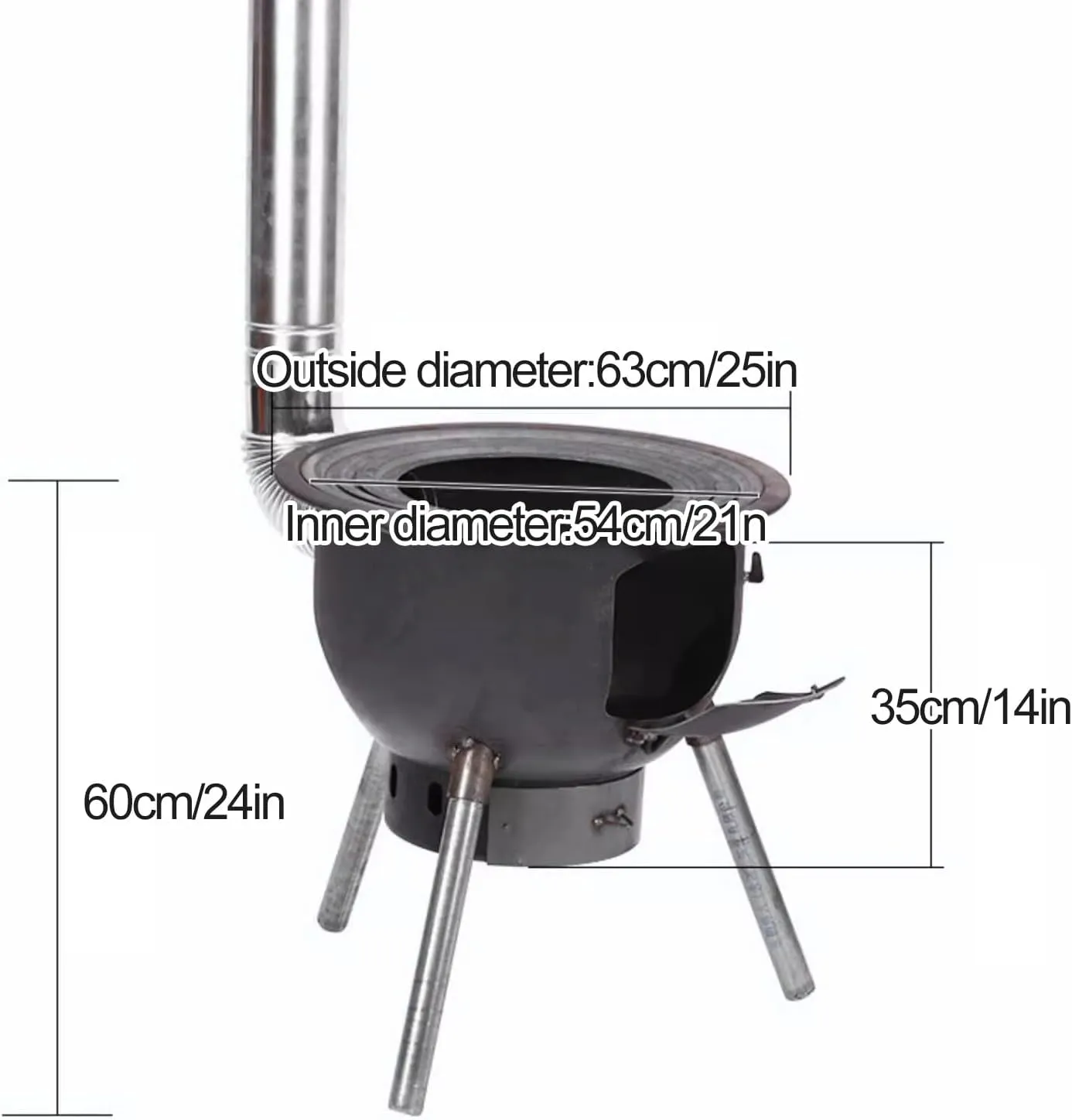 Portable Wood Stove, Detachable Outdoor Burning Stove, Camp Stove Wood Burning for Barbecue, Cooking, Tent, Fishing, Backpacking(63cm/25in)