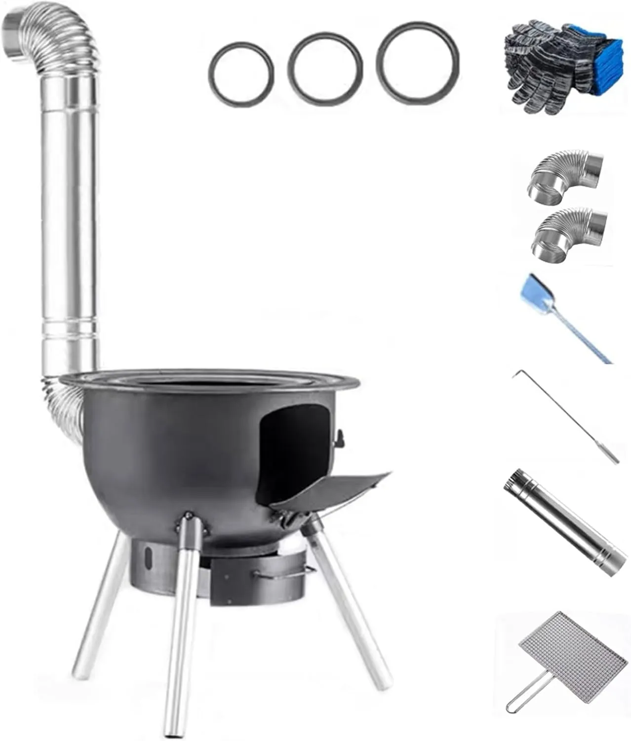 Portable Wood Stove, Detachable Outdoor Burning Stove, Camp Stove Wood Burning for Barbecue, Cooking, Tent, Fishing, Backpacking(63cm/25in)
