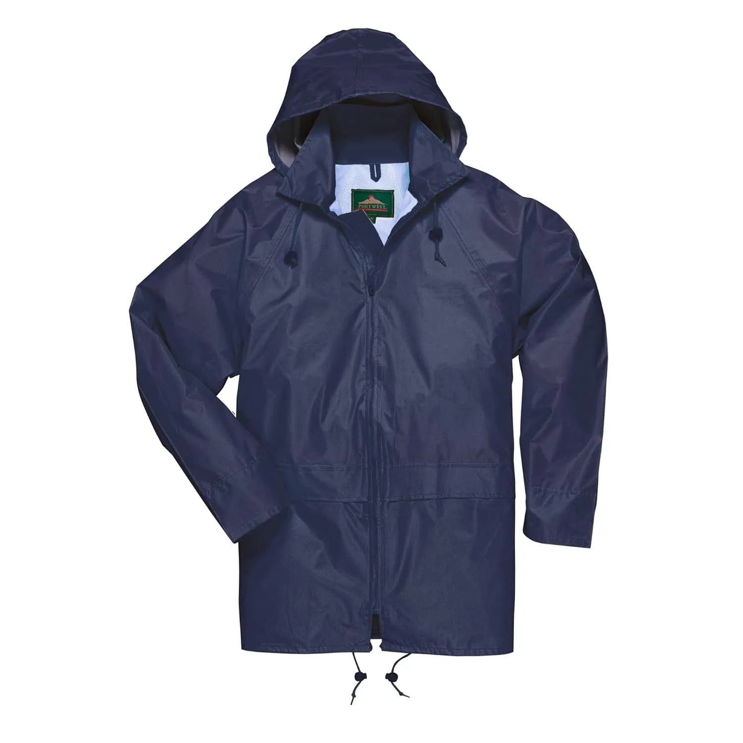 Portwest Classic Rain Jacket Waterproof Work Wear Coat Multi Pockets Outdoor Durable, Navy, Large