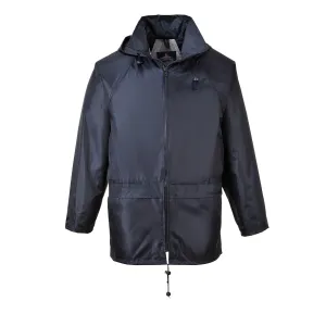 Portwest Classic Rain Jacket Waterproof Work Wear Coat Multi Pockets Outdoor Durable, Navy, Large